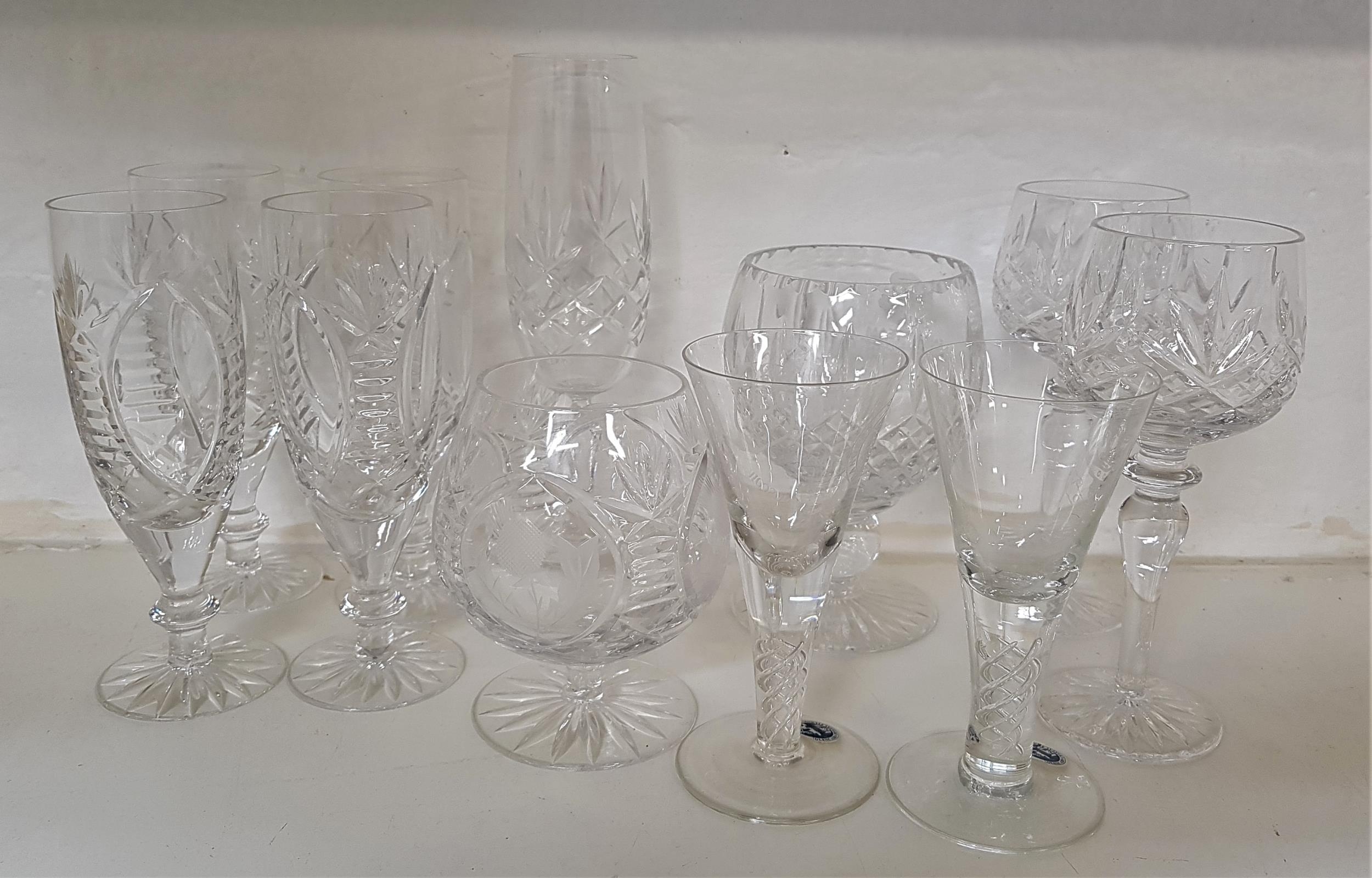 SELECTION OF CRYSTAL AND OTHER GLASSWARE including a decanter and stopper, two Glencairn wines - Image 3 of 3