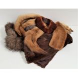 SELECTION OF FURS including a brown mink collar, light brown mink collar, dark brown mink shawl,