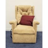 RESTWELL ELECTRIC RISE AND RECLINE ARMCHAIR with a button back and covered in a textured cream