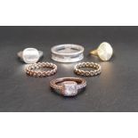 SIX FASHION RINGS comprising a silver Emporio Armani pierced band; a Thomas Sabo silver signet ring;