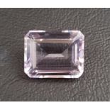 CERTIFIED LOOSE ROSE QUARTZ GEMSTONE the emerald step cut quartz weighing 12.41cts, with IDT