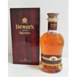 DEWAR'S SIGANTURE BELNDED SCOTCH WHISKY bottle number AA41839. 75cl and 43% abv. In presentation