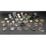 SELECTION OF SILVER AND OTHER RINGS including CZ and stone set examples, 1 box