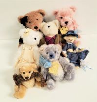 SELECTION OF SEVEN VARIOUS TEDDY BEARS comprising the Teddy Bear Orphanage Bobby Blue, the jointed