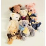 SELECTION OF SEVEN VARIOUS TEDDY BEARS comprising the Teddy Bear Orphanage Bobby Blue, the jointed