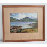 JOHN HOUSTON View across the loch, watercolour, signed, 26.5cm x 36.5cm