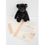 LIMITED EDITION STEIFF JACK - THE RARE BLACK ALPACA BEAR in fine black alpaca mohair and leather