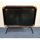 RETRO 1950s SIDE CABINET constructed in ply and later painted, with a stepped top on a rounded frame