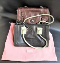NEW AND UNUSED RADLEY LONDON BAG in brown leather and pin stripe material, with fitted interior,