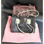 NEW AND UNUSED RADLEY LONDON BAG in brown leather and pin stripe material, with fitted interior,