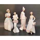 FOUR LLADRO FIGURINES comprising Talk of the town - number 5788; Proper Pose - number 6788; On the