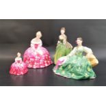 FOUR ROYAL DOULTON FIGURINES three larger size - Fleur, HN2368; Victoria, HN2471; and Elyse, HN2474;