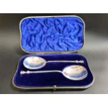 PAIR OF EDWARD VII SILVER APOSTLE SPOONS with fig shaped bowls and plain stems, London 1909 by