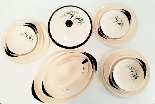 ROYAL DOULTON DINNER SERVICE in the Bamboo pattern, comprising six soup bowls, six dinner plates,