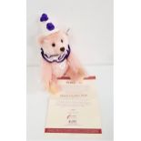 LIMITED EDITION STEIFF TEDDY CLOWN 1926 REPLICA in fine mohair with white clowns hat and ruff with