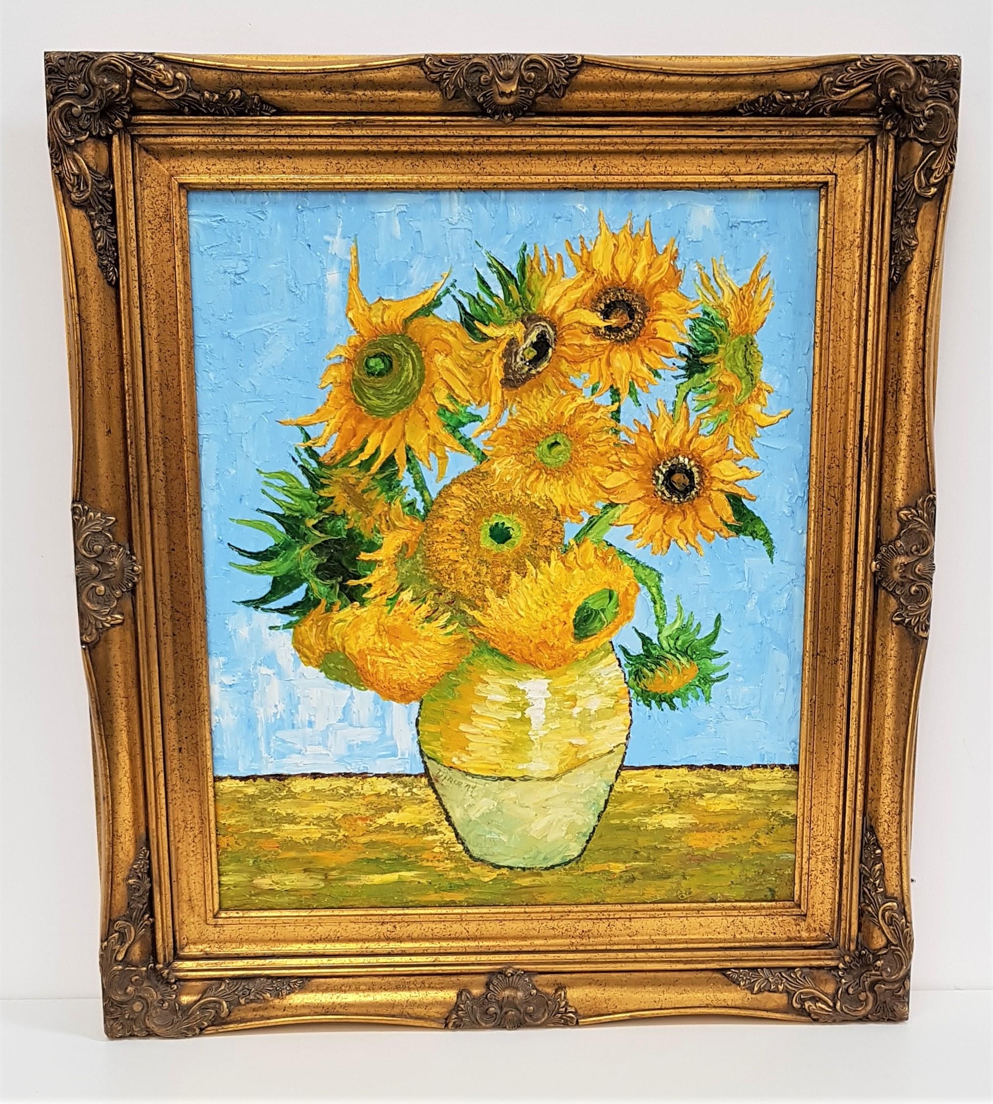 AFTER VINCENT VAN GOUGH Sunflowers, acrylic on canvas, 59.5cm x 49.5cm