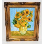 AFTER VINCENT VAN GOUGH Sunflowers, acrylic on canvas, 59.5cm x 49.5cm