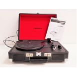 CROSLEY PORTABLE RECORD PLAYER model CR8005A with instruction manual, in a hardshell case