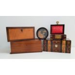 VICTORIAN WALNUT AND INLAID VANITY BOX now lacking it's interior, 29.5cm wide, birds eye maple and