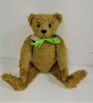 STIER BEARS BY KATHLEEN WALLACE LIMITED EDITION BEAR - LINCOLN in moso green mohair with jointed
