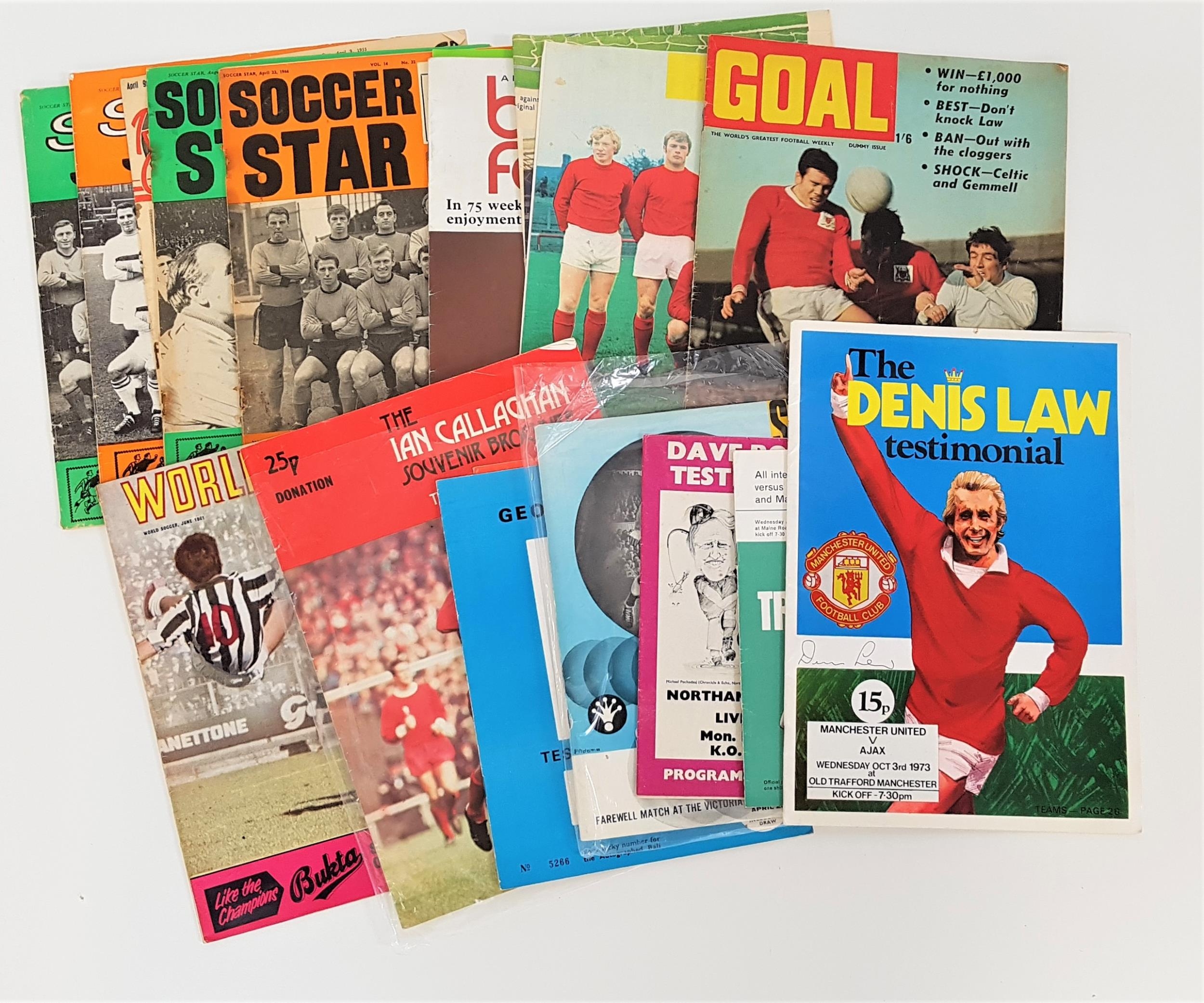 SELECTION OF FOOTBALL TESTIMONIAL PROGRAMMES including Dennis Law, Ian Callaghan, George Taylor,