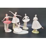 FIVE COALPORT BALLERINA FIGURINES including three from the Royal Academy of Dancing collection all