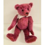 STIER BEARS BY KATHLEEN WALLACE LIMITED EDITION BEAR - ANITA in raspberry mohair with jointed