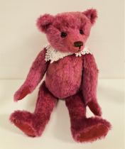 STIER BEARS BY KATHLEEN WALLACE LIMITED EDITION BEAR - ANITA in raspberry mohair with jointed