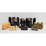 SELECTION OF THE THREE MONKEYS Speak No Evil, See No Evil and Hear No Evil, in resin, brass,