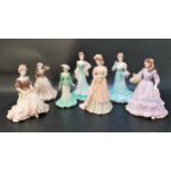 SEVEN COALPORT BISQUE FIGURINES comprising four from the Age of Elegance Collection - Richmond Park,