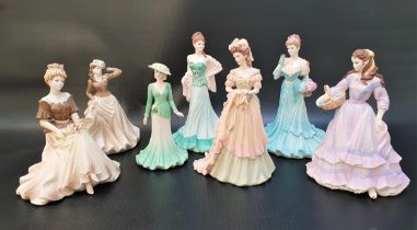 SEVEN COALPORT BISQUE FIGURINES comprising four from the Age of Elegance Collection - Richmond Park,