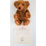 LIMITED EDITION STEIFF IRISH TEDDY BEAR in reddish brown mohair and wearing enamel decorated