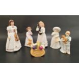FIVE ROYAL DOULTON FIGURINES coprising Hello Daddy, HN3651; First Performance, HN3605; Almost Grown,