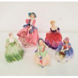 FOUR ROYAL DOULTON FIGURINES Top o'the Hill, HN1849, 19cm high, Lady Fayre, HN1215, 14.5cm high,