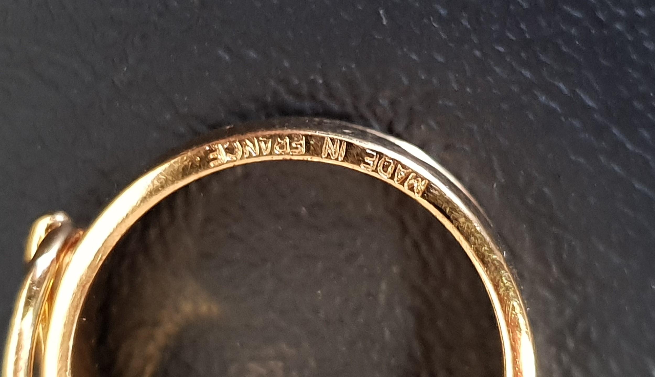 HERMES GILT METAL BUCKLE DESIGN RING the polished band with a buckle motif to the upper section, - Image 3 of 3