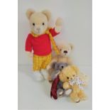 FOUR MERRYTHOUGHT TEDDY BEARS comprising Millie, The Breast Cancer Campaign Bear, number 124 of 9,