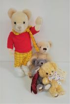 FOUR MERRYTHOUGHT TEDDY BEARS comprising Millie, The Breast Cancer Campaign Bear, number 124 of 9,