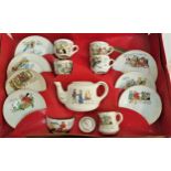 EARLY 20TH CENTURY CHILDS POTTERY TEA SET comprising four tea cups and saucers, three side plates,