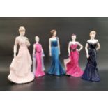 FIVE COALPORT FIGURINES comprising three Ladies of Fashion - Hilary modelled by Jack Glynn;