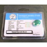 CERTIFIED LOOSE NATURAL EMERALD the oval cut emerald weighing 9.750cts, with GLI gemological report