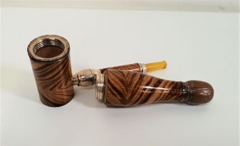 NOVELTY WENGE PIPE modelled as bottle with screw together body opening to reveal an inner slot in