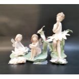 THREE LLADRO FIGURINES comprising Secrets of the Forest - number 6878, 26.5cm high; Lilypad Love