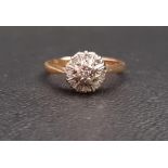 ILLUSION SET DIAMOND CLUSTER RING on eighteen carat gold shank, ring size L and approximately 2.5