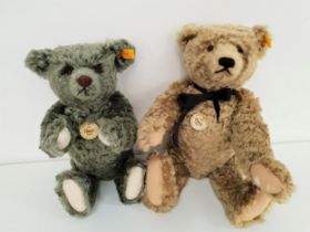 TWO STEIFF CLASSIC SERIES TEDDY BEARS in mohair, comprising a 1920 replica bear with growler, 40cm