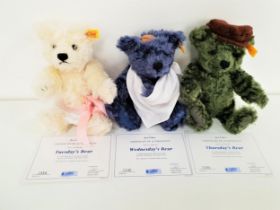THREE STEIFF BEARS OF THE WEEK TEDDY BEARS all made exclusively for Danbury Mint and with