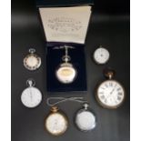 SELECTION OF POCKET WATCHES comprising a Talis 17 jewels, Smiths, a small 800 silver watch, a