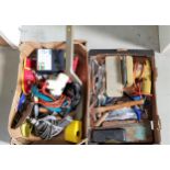 TWO BOXES OF TOOLS including a set of spanners, hammer, socket set, Black & Decker sander,