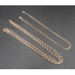 NINE CARAT GOLD NECK CHAIN 43cm long; and another smaller example, total weight approximately 2.4