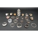 SELECTION OF SILVER AND OTHER RINGS including simulated pearl and crystal set examples, 1 box