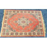 LANSDOWNE WILTON PERSIAN RUG with a claret ground and a central medallion encased by a decorative